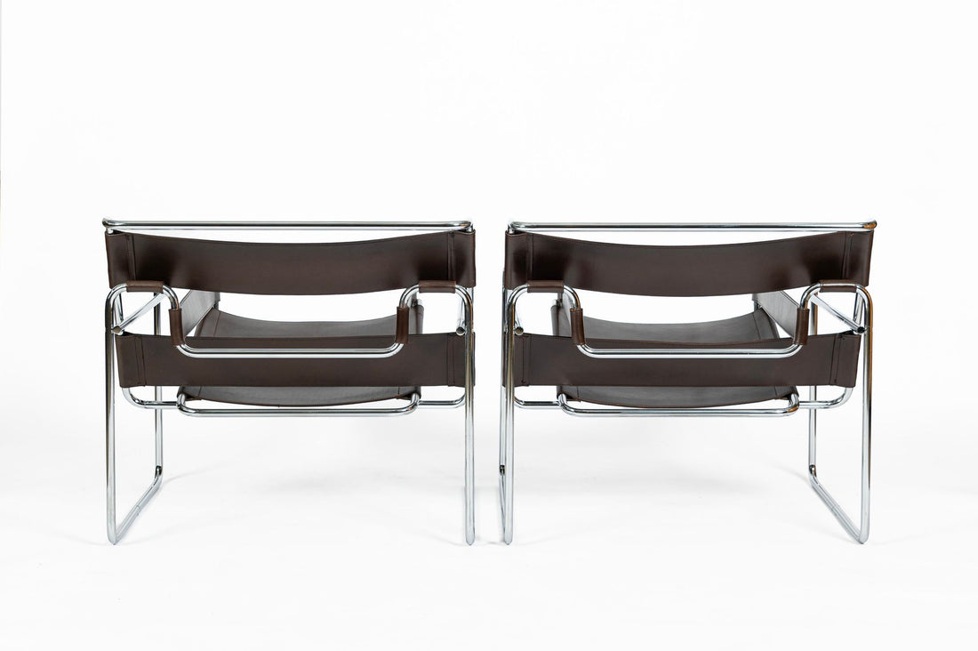 Pair of Mid Century Brown Wassily Chairs by Marcel Breuer for Stendig, 1960s, Labeled