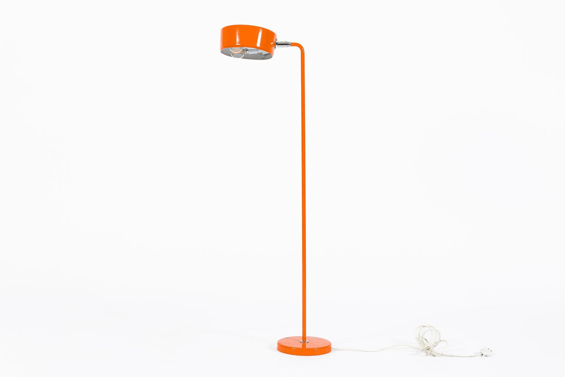 Vintage Mid-Century Modern Orange Floor Lamp by Ateljé Lyktan, Sweden, 1970s