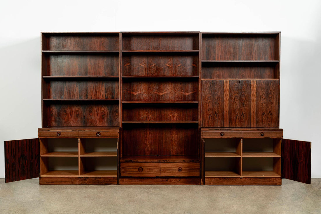 Mid-Century Swedish Rosewood Bookcase Dropdown Wall Unit by Bertil Fridhagen for Bodafors, 1960s