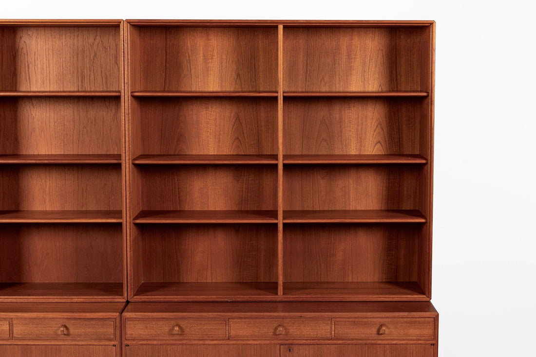 Large Mid Century Swedish Teak Wood Bookshelf Wall Unit by Bodafors