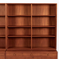 Large Mid Century Swedish Teak Wood Bookshelf Wall Unit by Bodafors