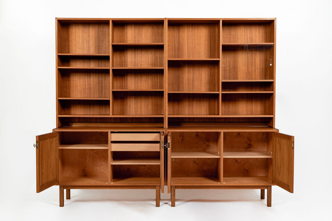 Pair Mid-Century Swedish Modern Teak Bookcase Cabinets, 1960s