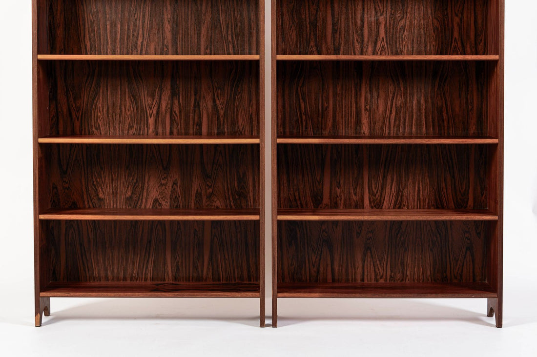 Pair of Mid Century Scandinavian Modern Tall Rosewood Bookcases
