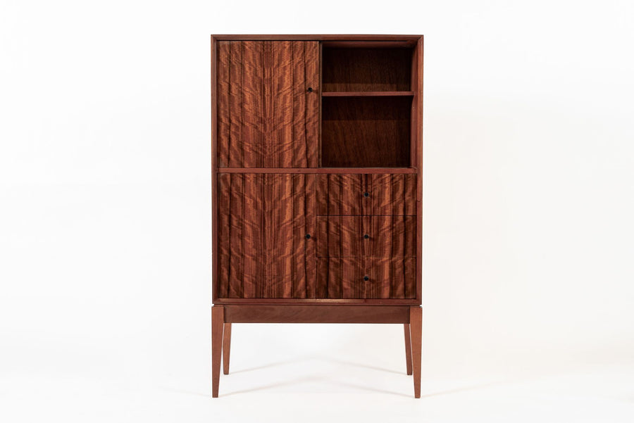 Mid Century Danish Modern Dark Wood Tall Cabinet