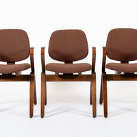Mid Century Brown Plywood Arm Chairs by Joe Atkinson for Thonet