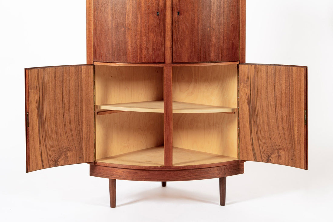 Mid Century Danish Modern Teak Wood Corner Cabinet 1960s