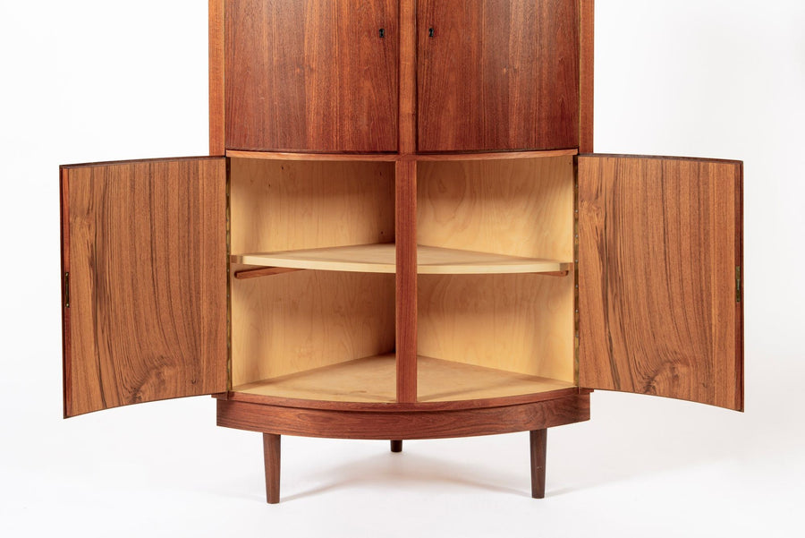 Mid Century Danish Modern Teak Wood Corner Cabinet 1960s