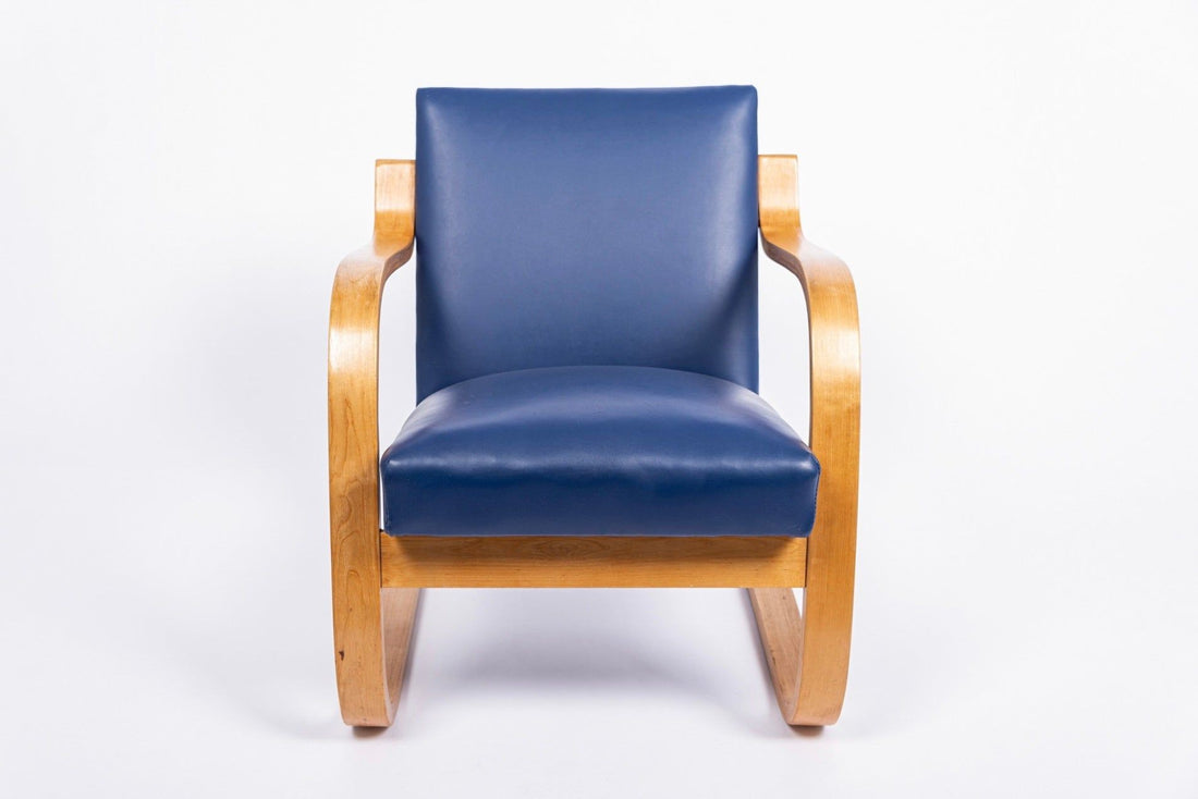 Bauhaus 402 Blue Arm Chair by Alvar Aalto, Made in Finland, 1930s