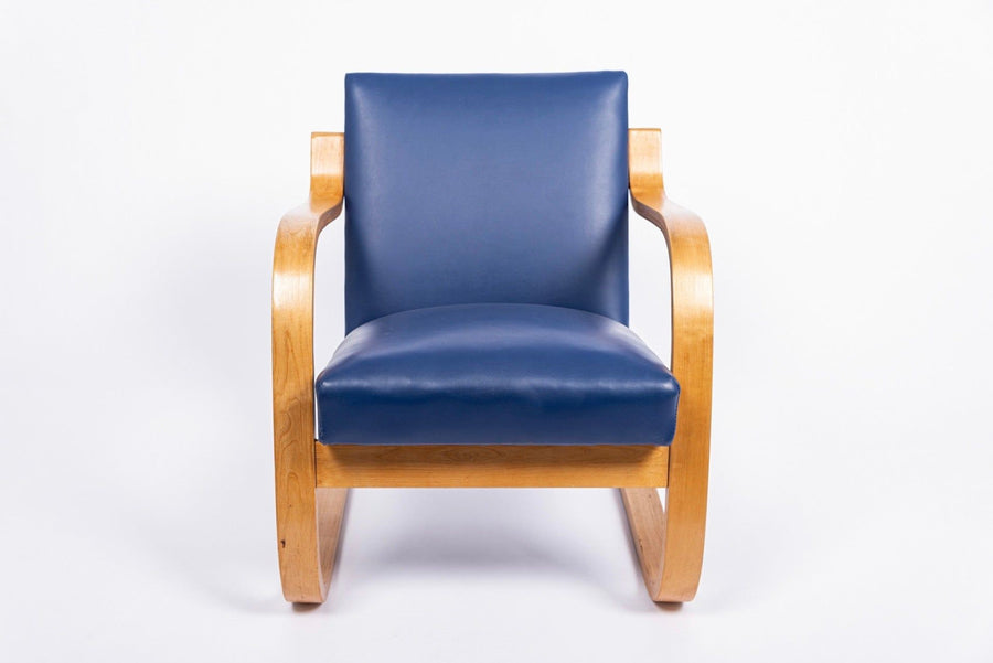 Bauhaus 402 Blue Arm Chair by Alvar Aalto, Made in Finland, 1930s