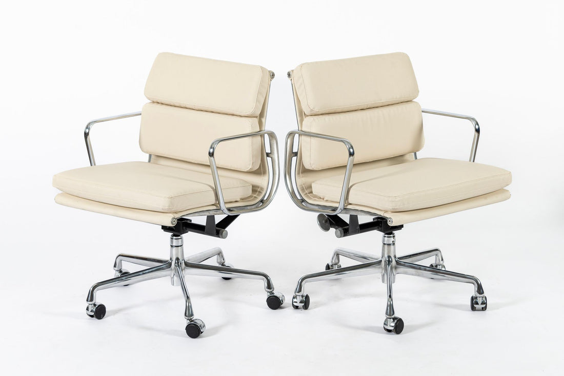 Eames for Herman Miller Tan Cream Office Chairs in Schumacher VEGAN Leather