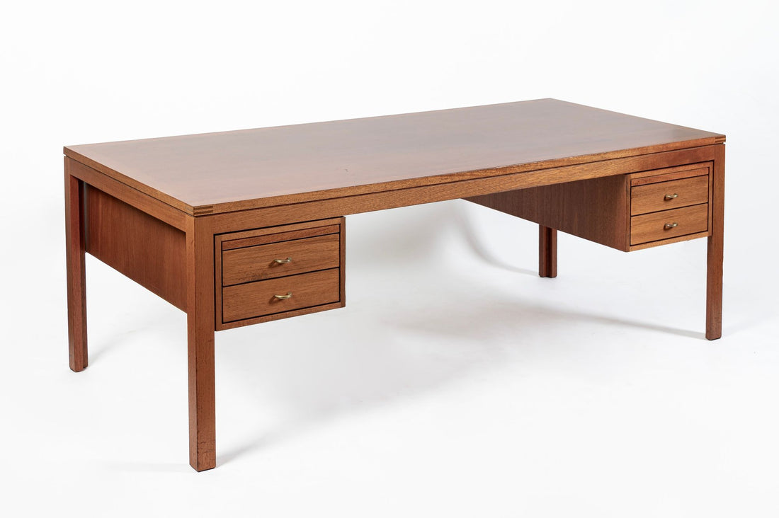 Danish Mahogany Executive Desk by Søborg Møbler, Mid Century Modern Desk, 2 Matching Avail