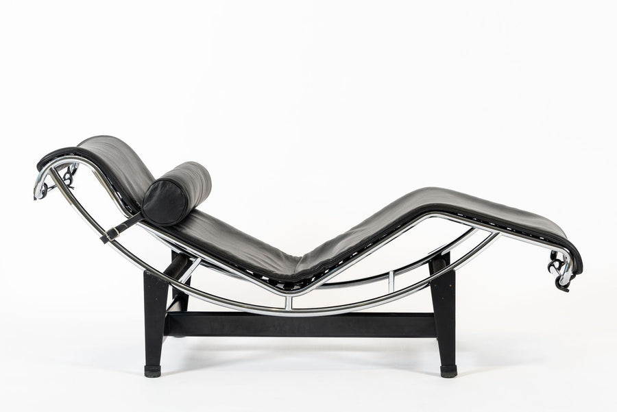 Cassina LC4 Black Leather Chaise Lounge Chair by Le Corbusier 2006