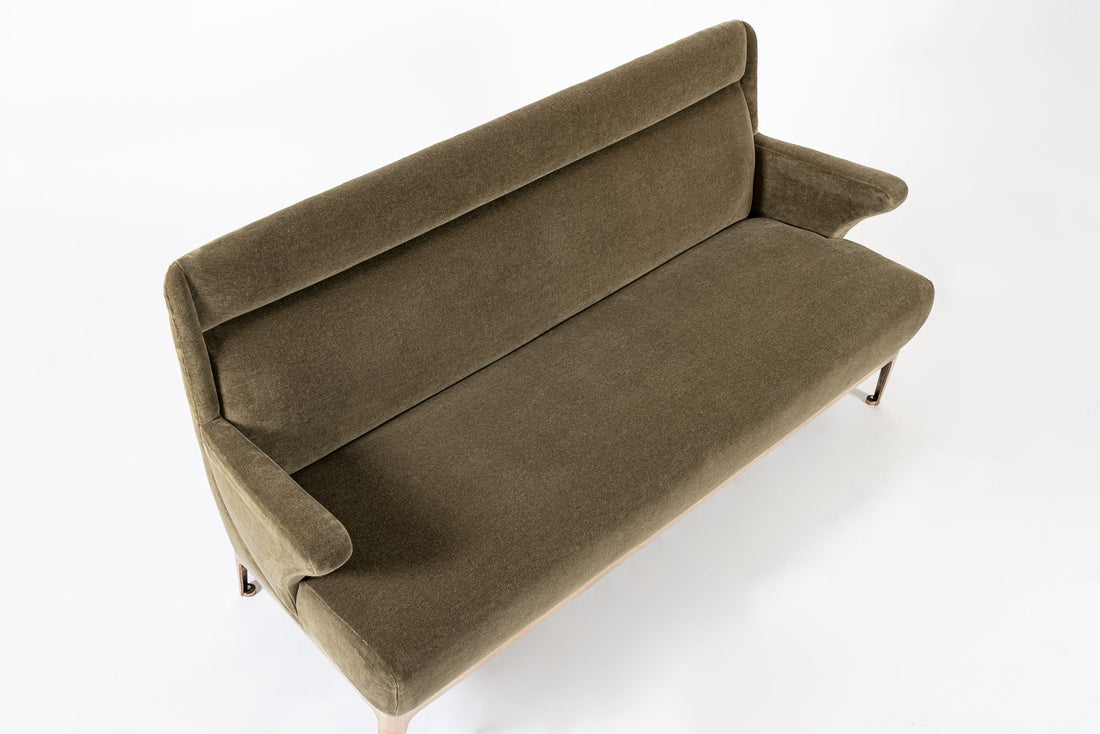 Restored 1940s Art Deco Sofa Mink Mohair, Matching Chair Available