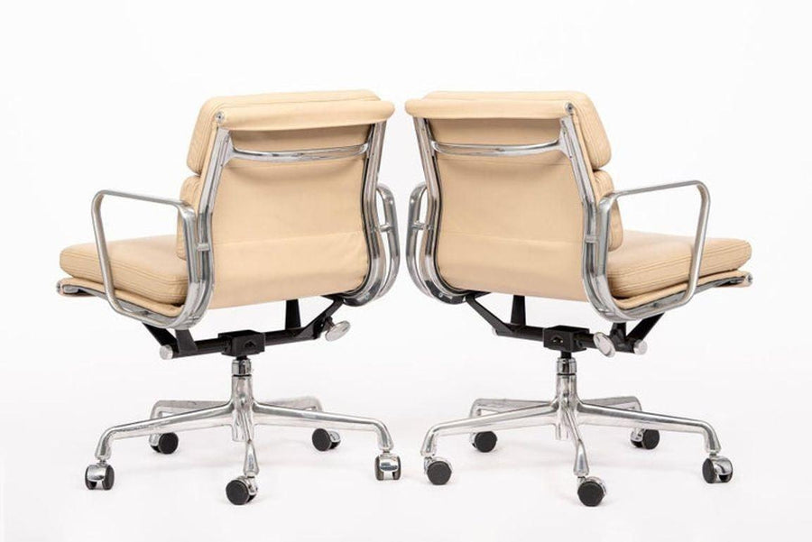 Eames for Herman Miller Cream Leather Office Chair Pair 2000s