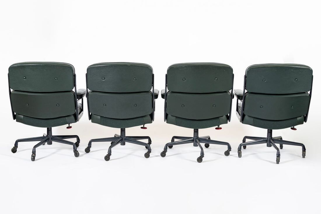 Time Life Green Leather Office Chairs by Eames for Herman Miller, 1996 Set of 4