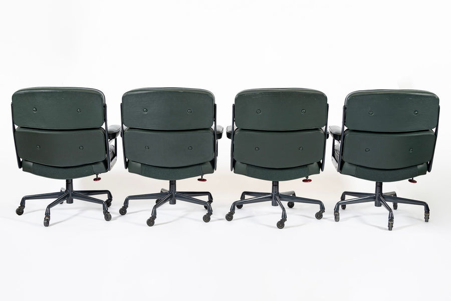 Time Life Green Leather Office Chairs by Eames for Herman Miller, 1996 Set of 4