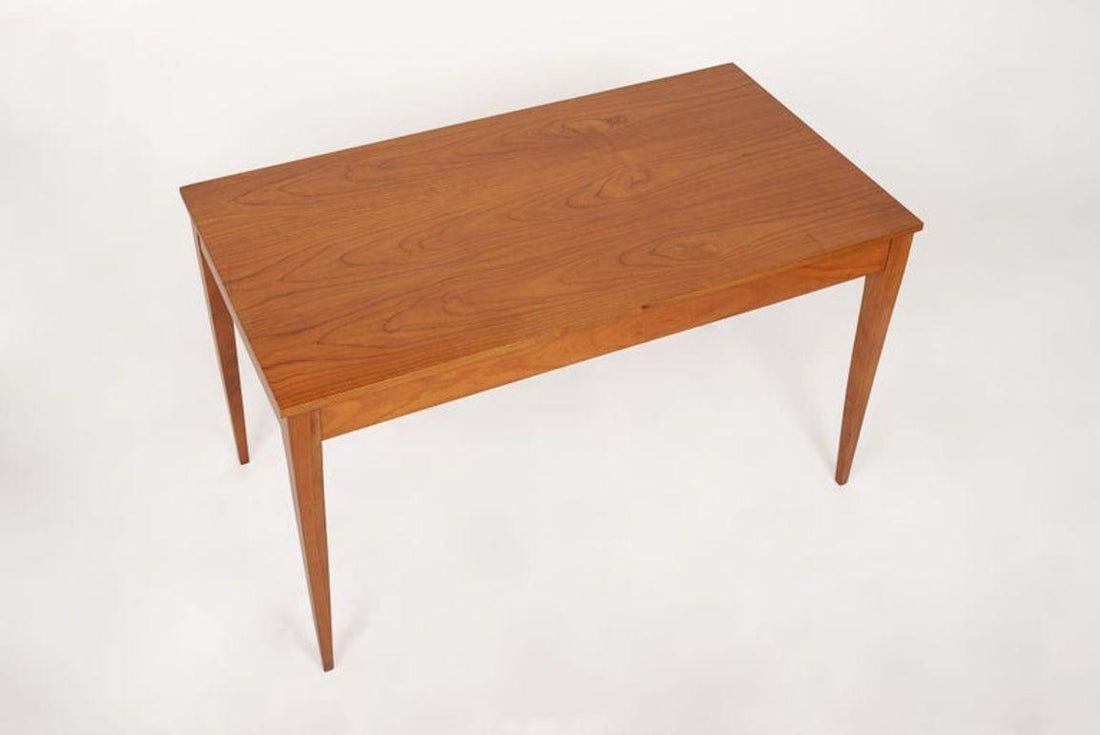 Antique French Art Deco Cherry Wood Writing Desk Table by Jacques Quinet