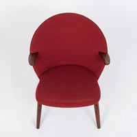 Danish Mid Century Modern Red Upholstery Lounge Chairs by Kurt Olsen, 1960s