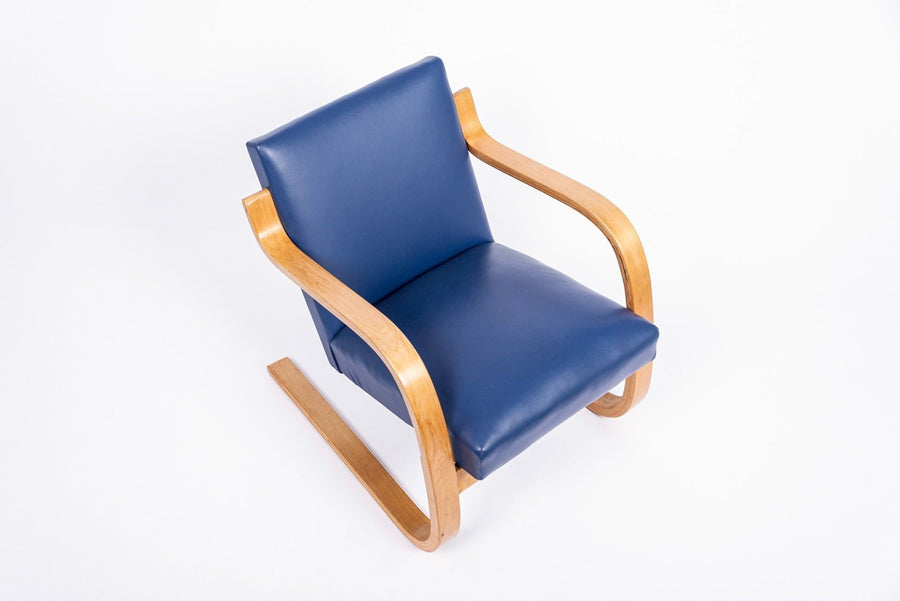 Bauhaus 402 Blue Arm Chair by Alvar Aalto, Made in Finland, 1930s