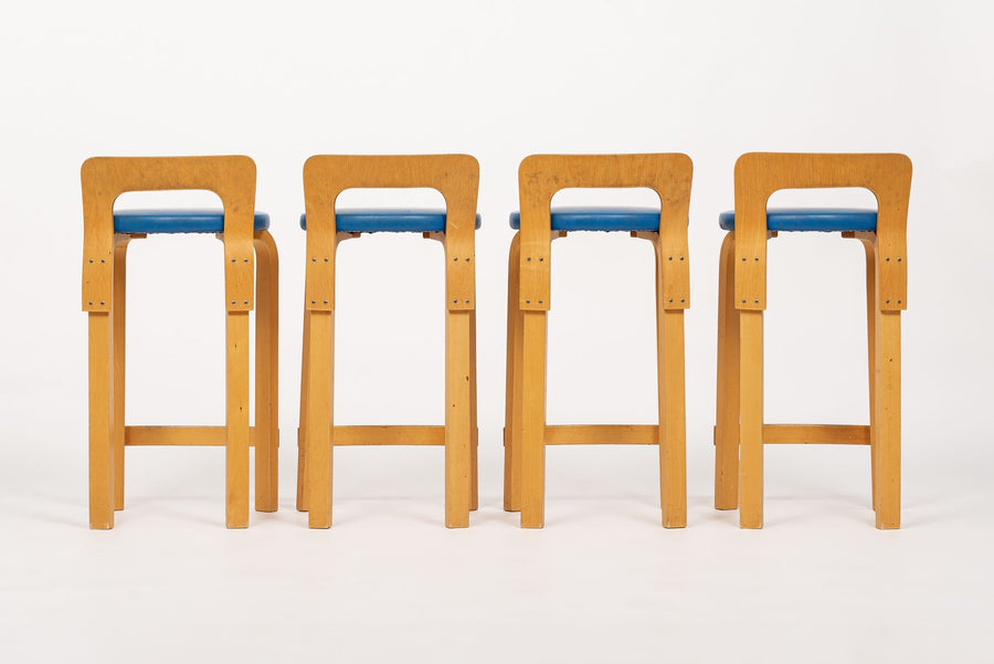 Mid Century Finnish Birch Wood K65 Stools by Alvar Aalto for Artek