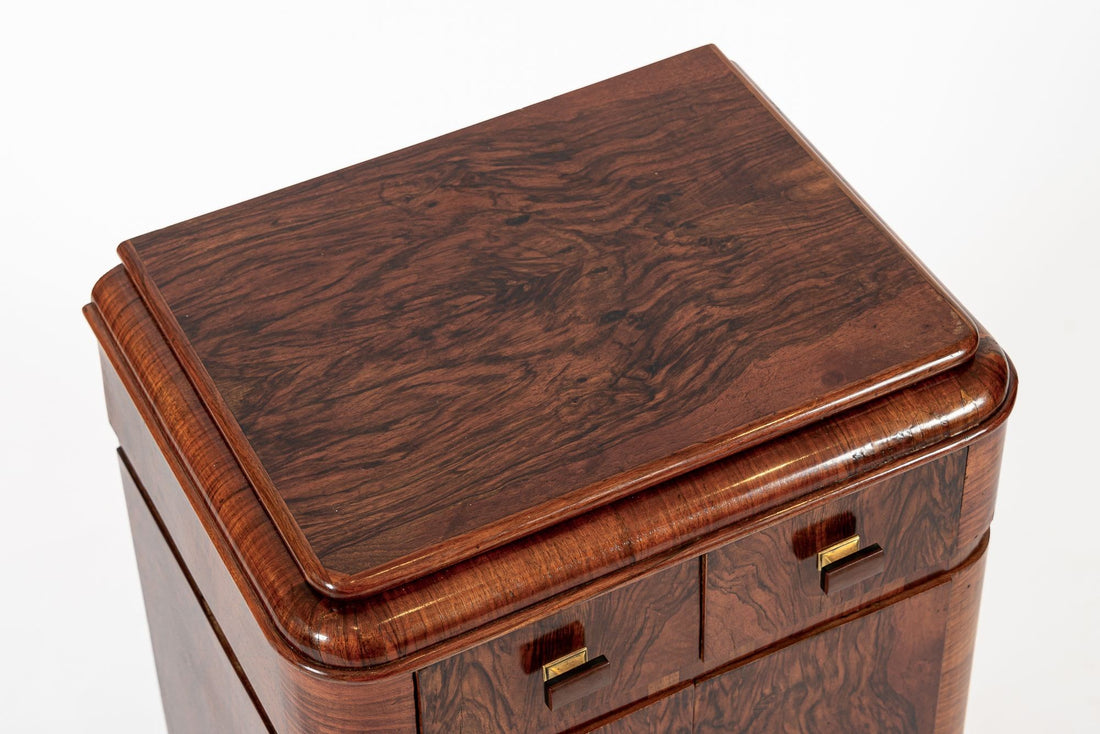 Antique Art Deco Small Wood Side Cabinet or Nightstand 1940s