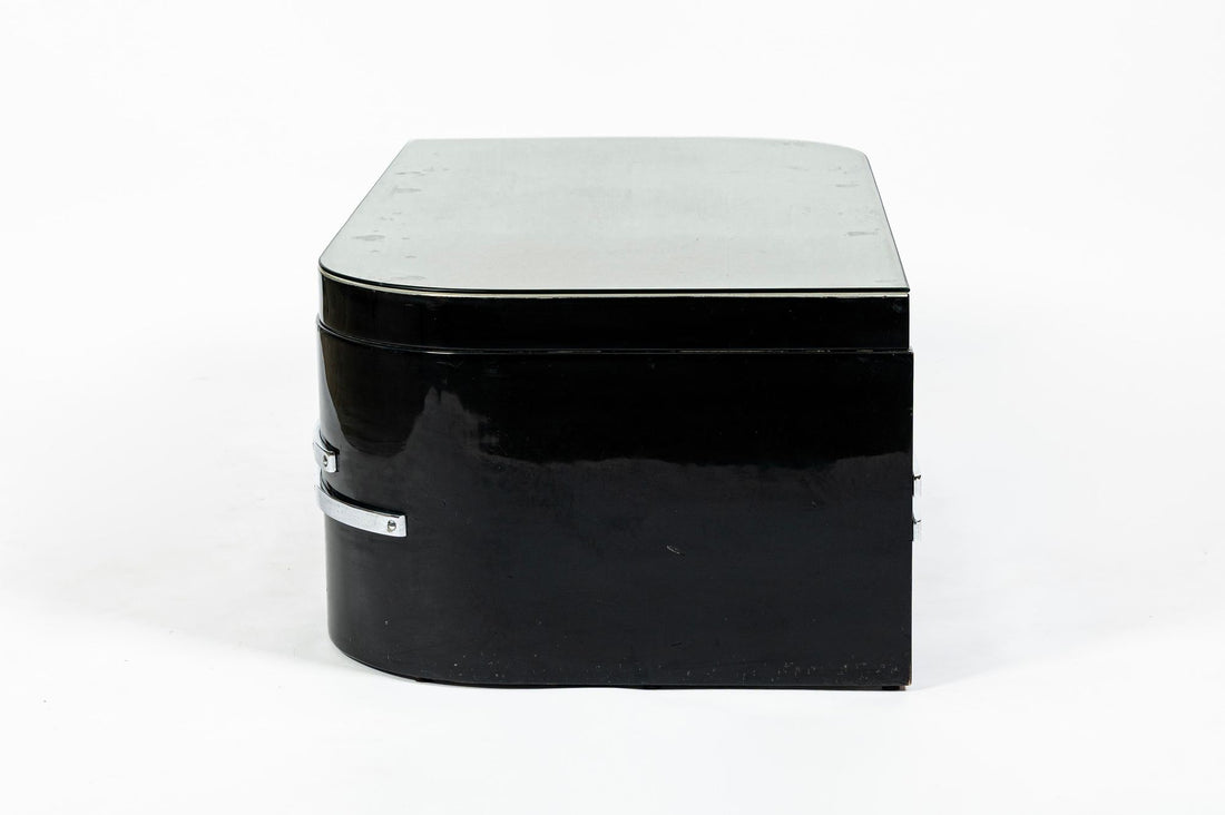Art Deco Coffee Table in Black Lacquer and Metal Leaf, circa 1935