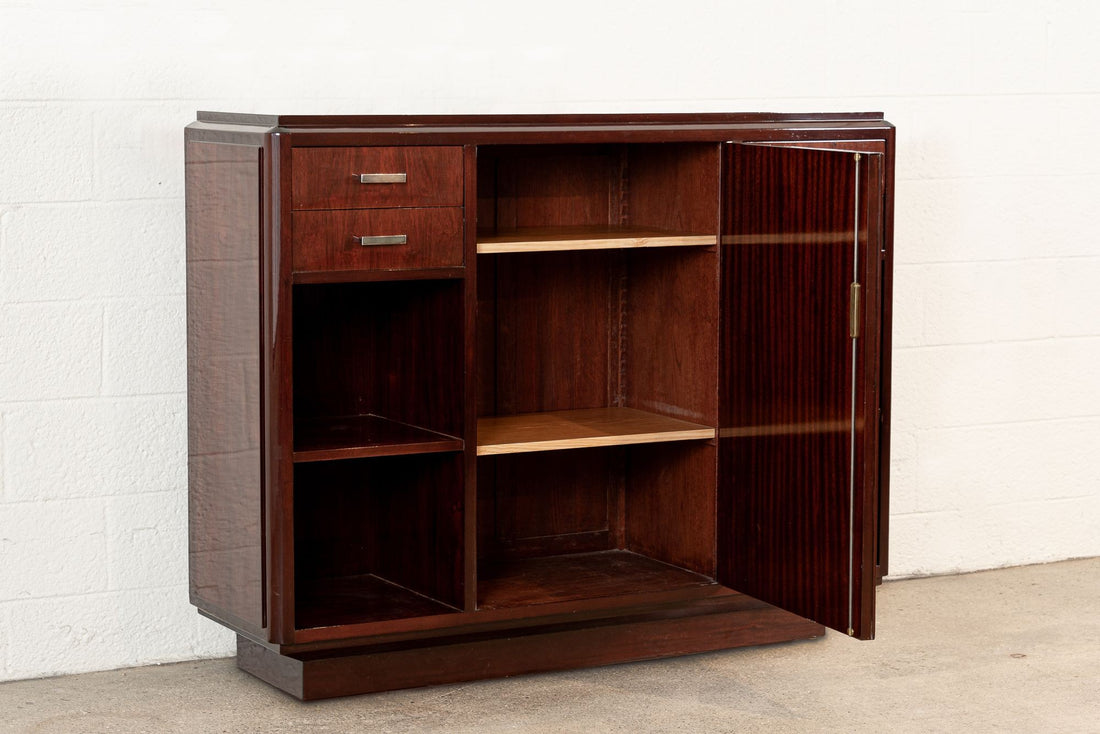 Antique Art Deco Wood Sideboard Credenza or Bar, Matching Table Available