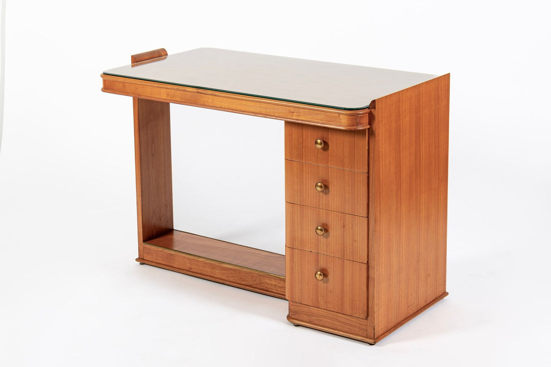 Antique French Art Deco Dominique Lemonwood Desk 1930s