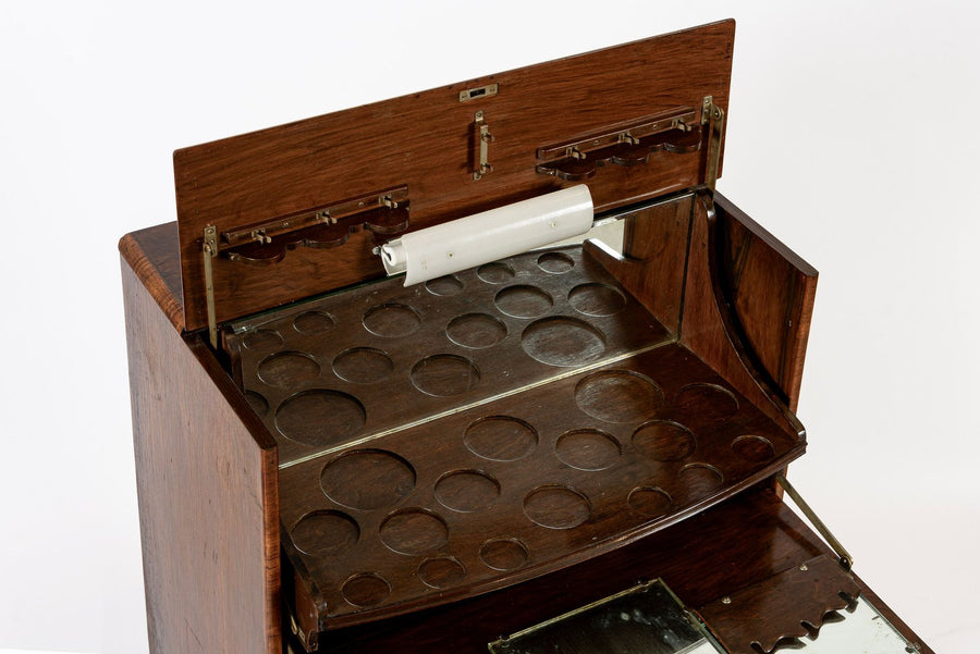 Antique French Art Deco Elm Wood Bar Cabinet 1930s