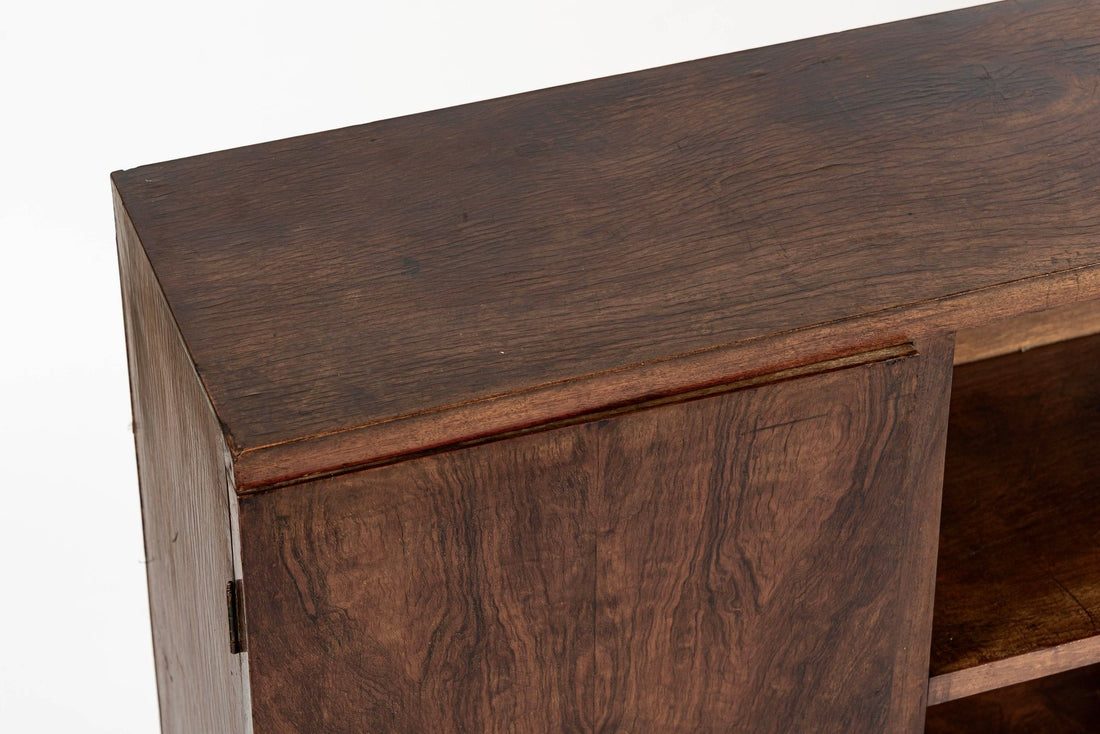 Antique Art Deco Italian Walnut Wood Credenza Cabinet