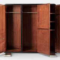 Antique Art Deco Maple Wood Mirrored Armoire Cabinet 1930s