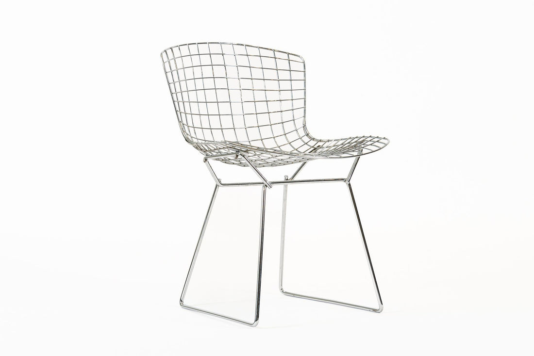 Mid Century Silver Wire Dining Side Chairs by Bertoia for Knoll