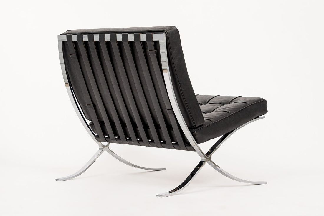 Mid Century Black Barcelona Chair by Mies van der Rohe for Knoll