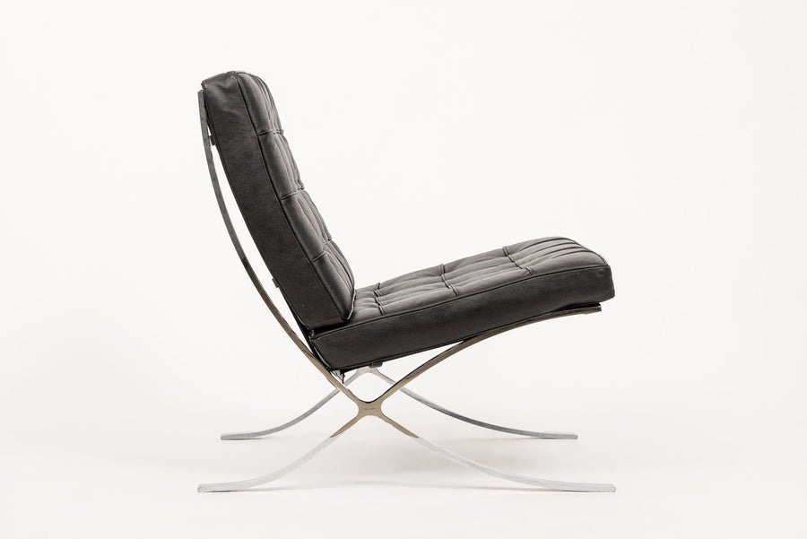 Mid Century Black Barcelona Chair by Mies van der Rohe for Knoll