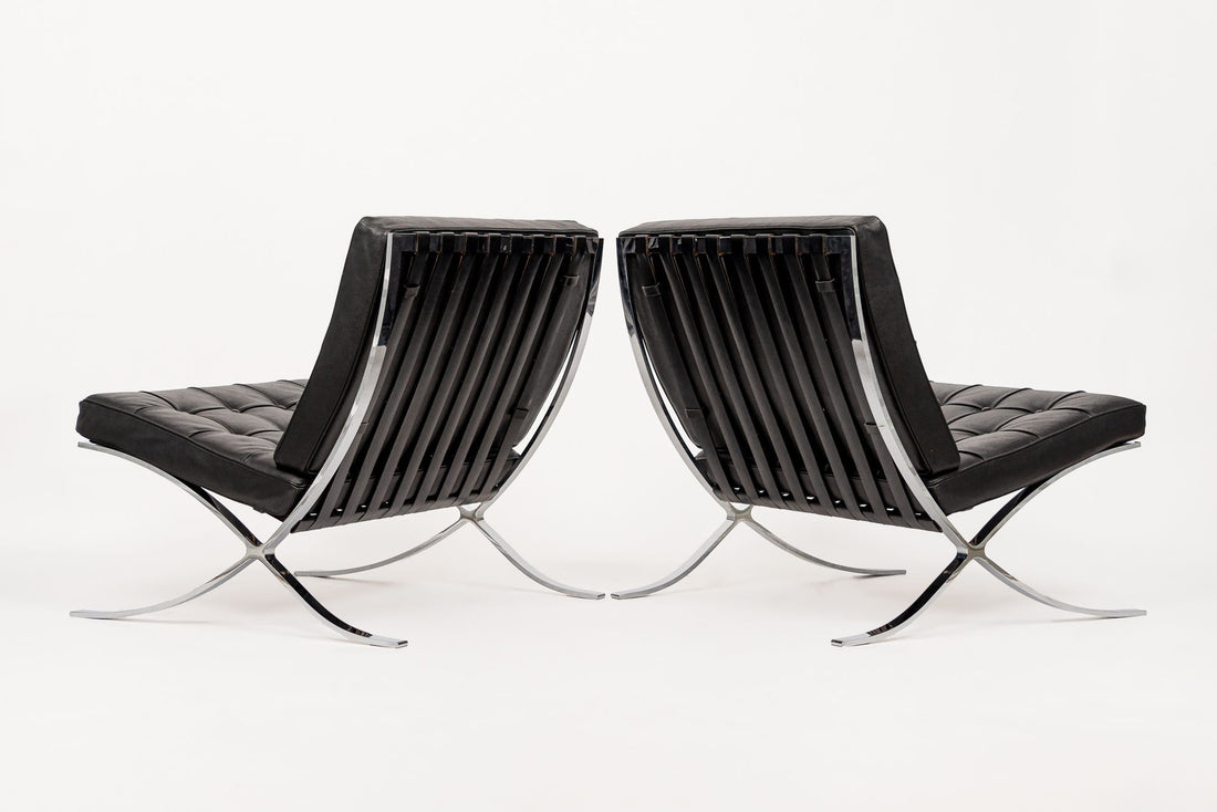 Mid Century Black Barcelona Chairs by Mies van der Rohe for Knoll