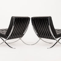 Mid Century Black Barcelona Chairs by Mies van der Rohe for Knoll