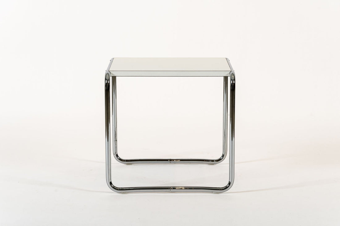 Mid Century White Tubular Steel Laccio Side Table by Marcel Breuer for Knoll