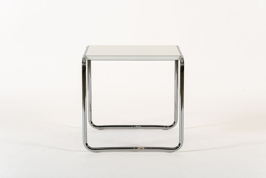 Mid Century White Tubular Steel Laccio Side Table by Marcel Breuer for Knoll