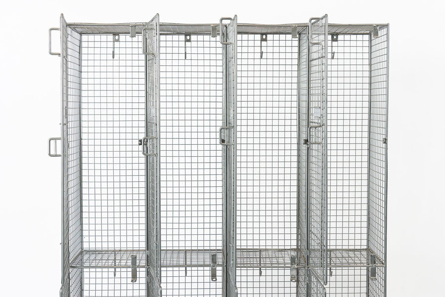 Pair British Industrial Metal Wire Mesh Locker Sets, Made in the UK