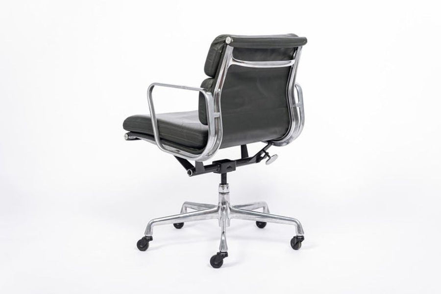 Dark Gray Leather Office Chair by Eames for Herman Miller Aluminum Group