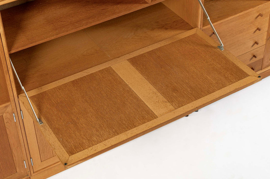Danish Modern Oak Modular Wall Unit, Mid Century Bookcase Display Cabinet