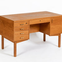 Mid Century Danish Modern Oak Wood Writing Desk 1960s