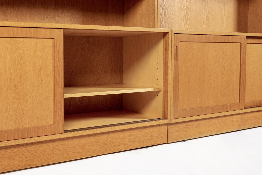 Mid Century Danish Oak Wood Shelving & Display Cabinets by Poul Hundevad
