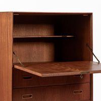 Mid-Century Danish Modern Teak Secretary Desk or Bar Cabinet Made in Denmark 1960s