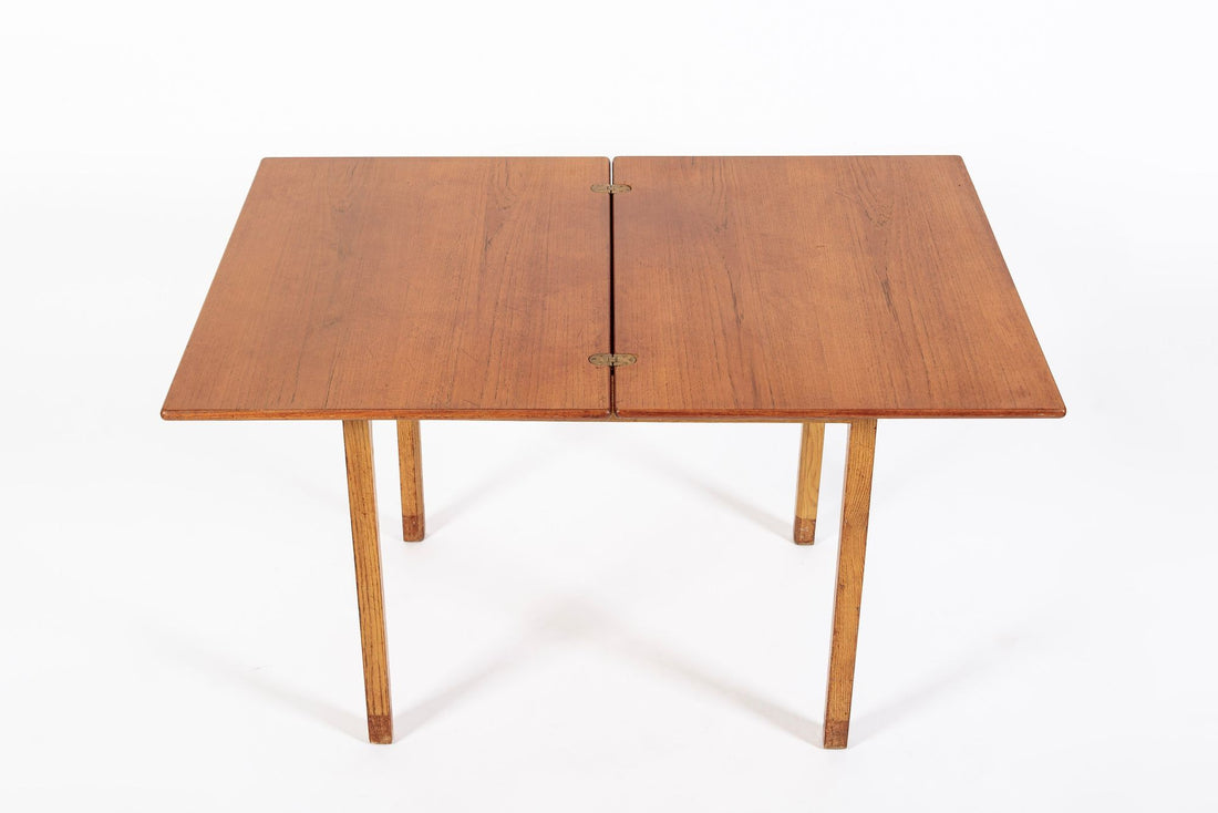 Mid-Century Danish Small Wood Extendable Dining or Game Table by SKM