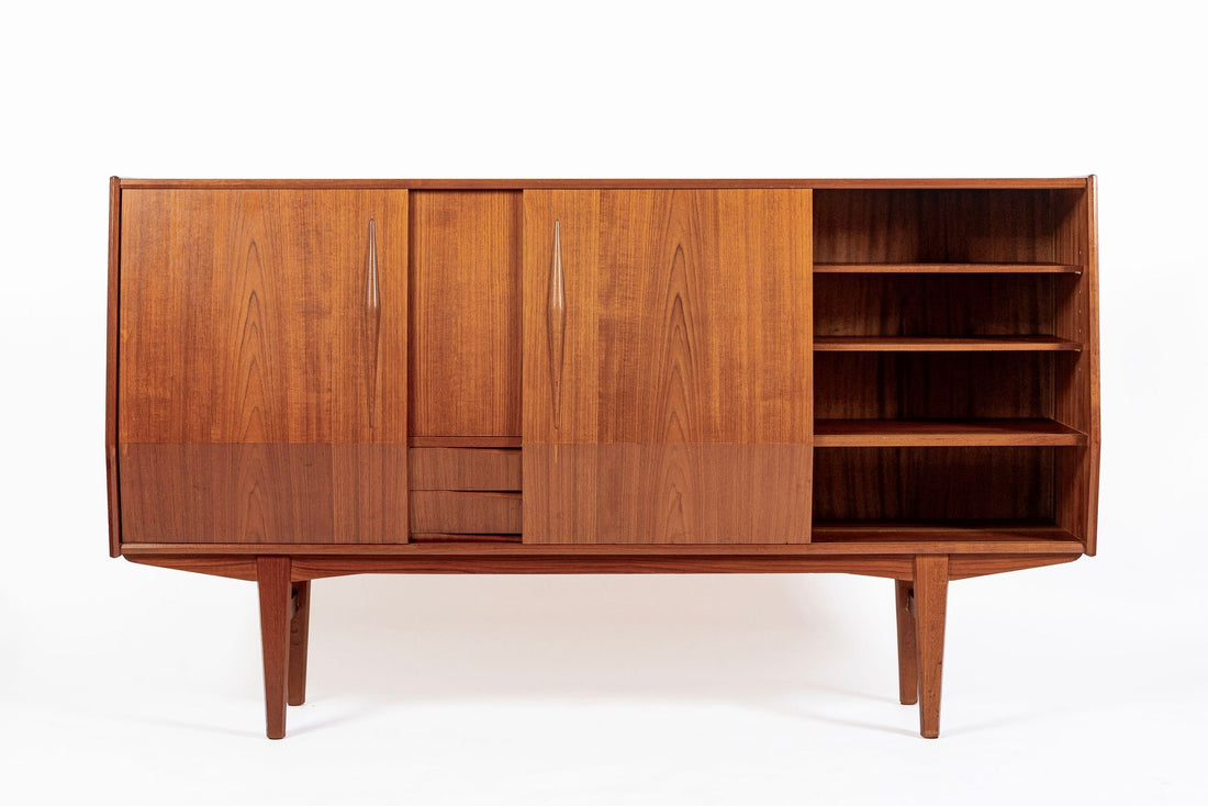 Mid-Century Danish Modern Teak High Sideboard or Bar Cabinet 1960s
