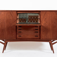 Mid Century Danish Teak Tall Sideboard or Bar Cabinet by Harry Ostergaard