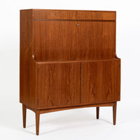 Mid-Century Danish Modern Teak Secretary Desk Cabinet 1960s