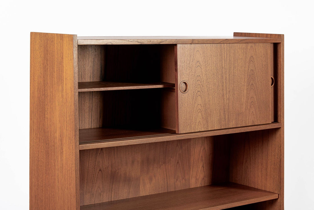 Mid Century Danish Teak Wood Bookcase Cabinet & Secretary Desk 1960s