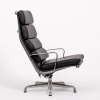 Eames Herman Miller Black Leather Soft Pad Office Lounge Chair